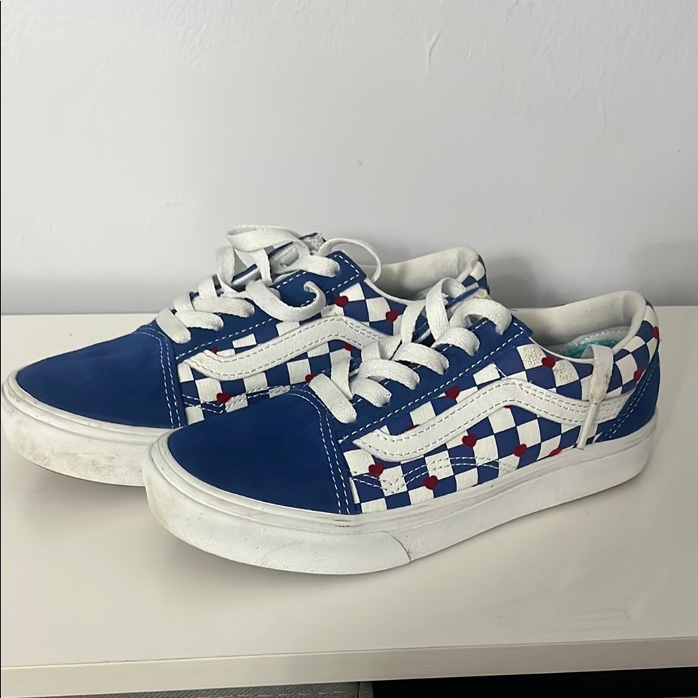 Vans Blue and White Checkered Sneakers